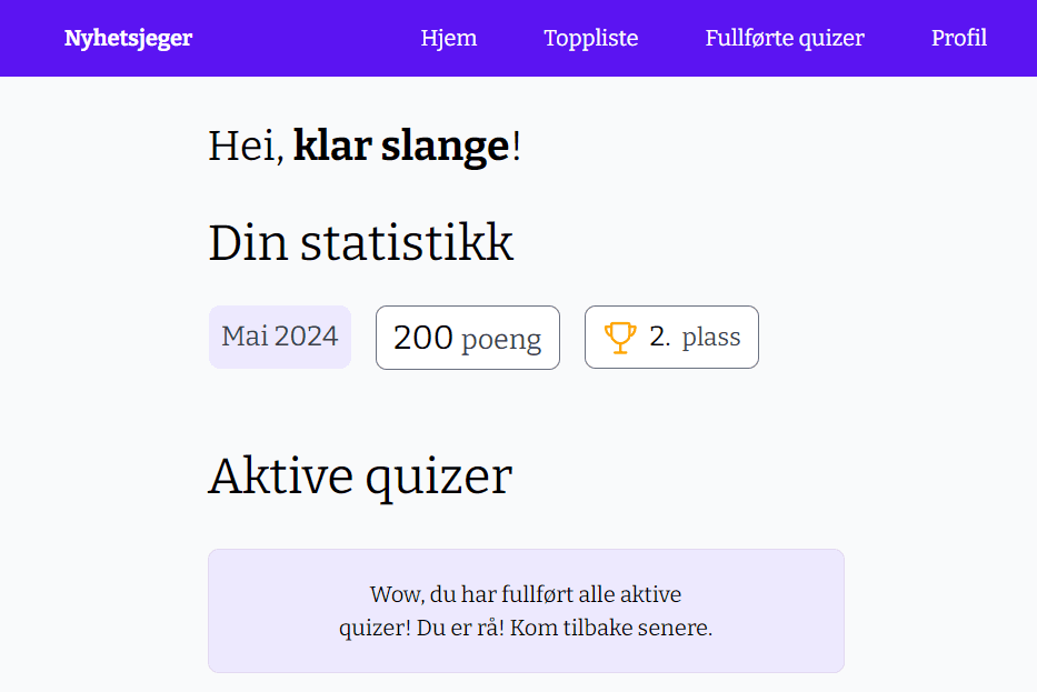 Main menu of the quiz application.